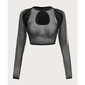 SHEIN Cut Out Raglan Sleeve Mesh Top
